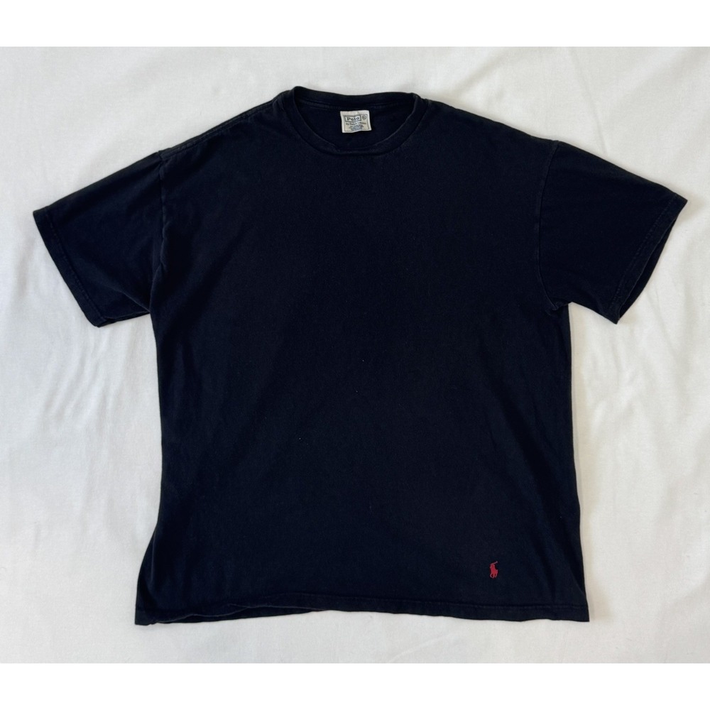 Polo Ralph Lauren Men's Vintage Undershirt T Shirt Black Navy Combed Cotton XL